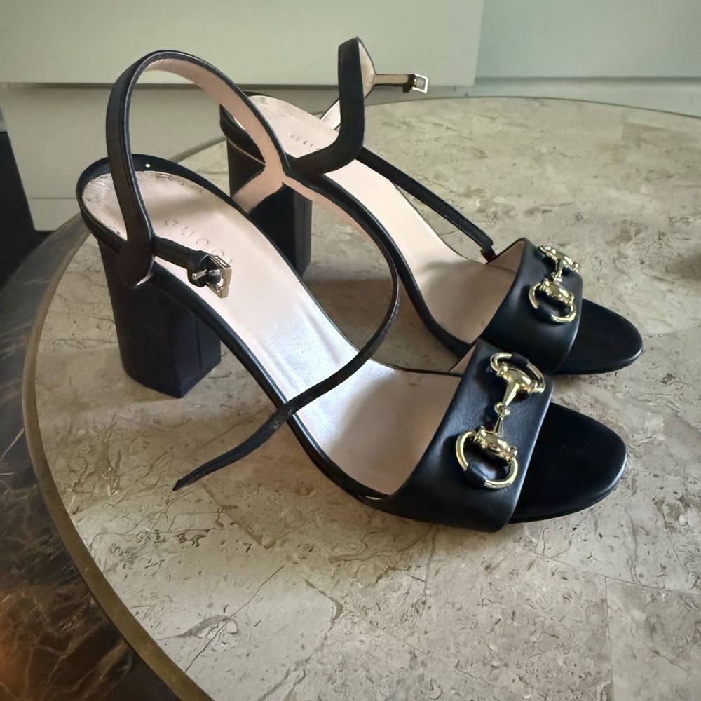 Gucci Black Heels with silver Accents